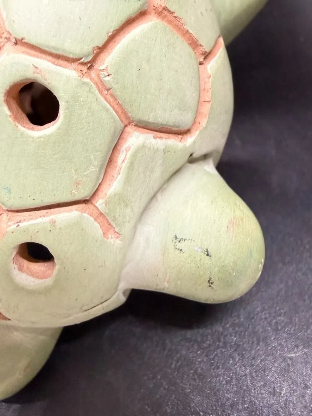 Vintage Terra Cotta Pottery Turtle Ocarina Whistle Flute Abya Yala Latin America